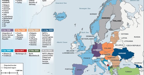 NATO enlargement from 1952 to the present.