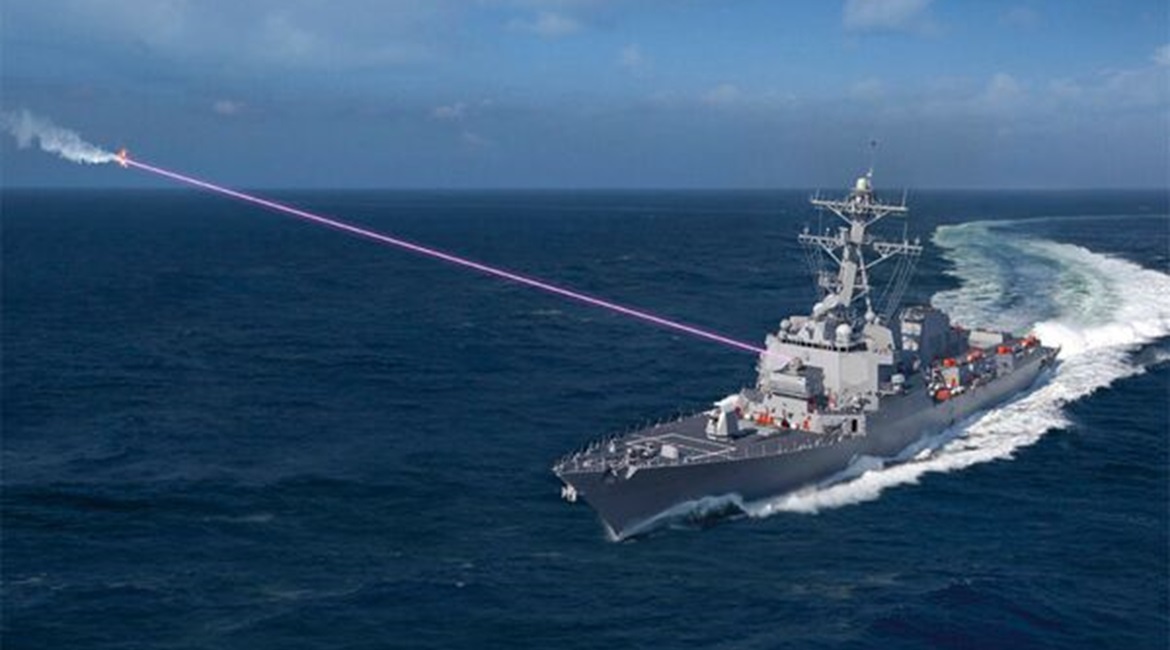 An artist's rendering of Lockheed Martin's HELIOS system: one of several first-generation HEL weapons being introduced by the US Navy into frontline service.