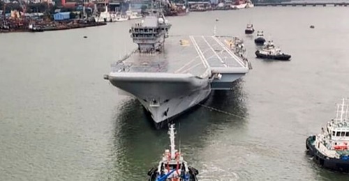 The Indian Navy's future aircraft carrier, 
        
        , left the southwestern port of Kochi on 4 August to embark on its maiden sea trials.