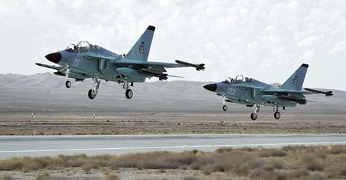 A screengrab from footage released on 1 August by the Altyn Asyr network showing two Leonardo M-346FAs in service with the Turkmen Air Force. Six M-346-series aircraft are reported to have been ordered by Ashgabat in 2019.