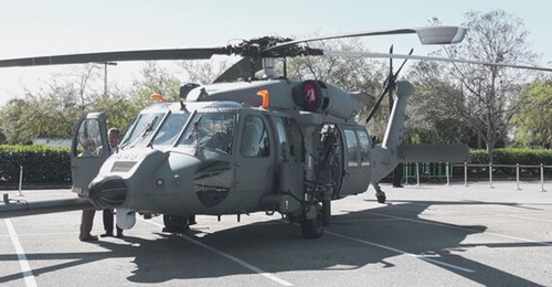 The USAF HH-60W Combat Rescue Helicopter on display at AFA Winter 2020 on 27 February 2020 in Orlando, Florida. A judge has ruled against the USAF in a bid protest over the service's intent to sole-source a USD980 million ID/IQ contract to Sikorsky for...