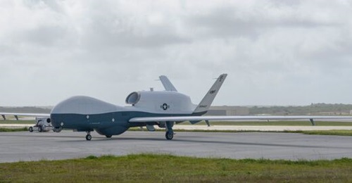 A Northrop Grumman MQ-4C Triton high-altitude long-endurance UAS pictured on 4 April 2020 at Andersen Air Force Base, Guam. An expert said the MQ-4C in its newest configuration could perform the AEW&C mission and push E-2Ds further from battle, but the...