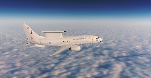 An artist's impression of the Boeing E-7A Wedgetail AEW&C aircraft in RAF service.