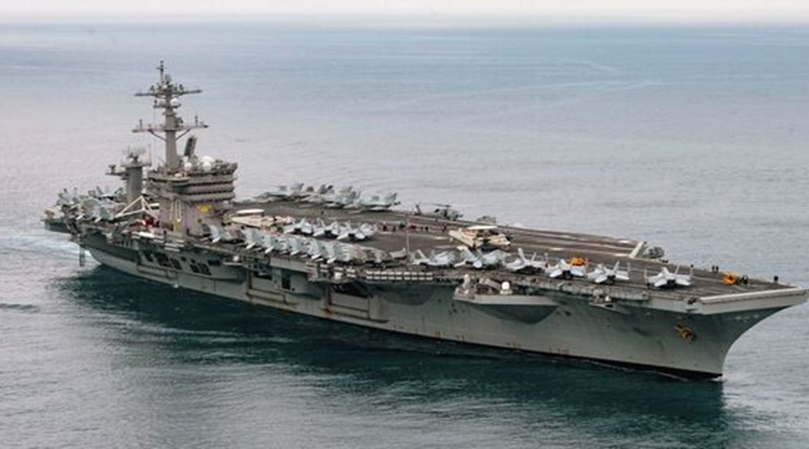 A small number of F-35Cs can be seen on the flight deck of USS 
        
         as it departs San Diego, although a number may have been located below deck.