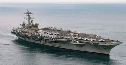 A small number of F-35Cs can be seen on the flight deck of USS 
        
         as it departs San Diego, although a number may have been located below deck.