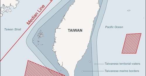 Chinese military drills around Taiwan from 4 to 7 August 2022.