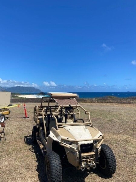 The USMC's 3rd Marine Littoral Regiment showed off an LTATV equipped with Kymeta's u8 user terminal, which is able to acquire OneWeb low Earth orbit satellites to facilitate communications on the pause and on the move.