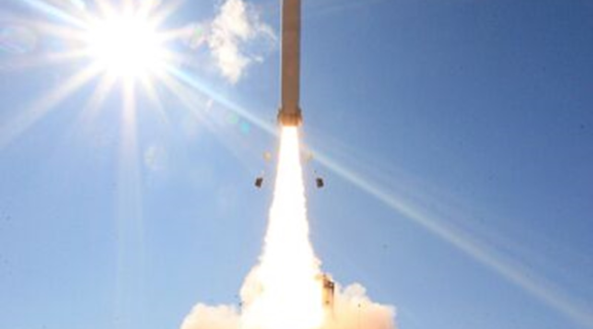 An image of the inaugural flight of Lockheed Martin's PrSM prototype in December 2019.