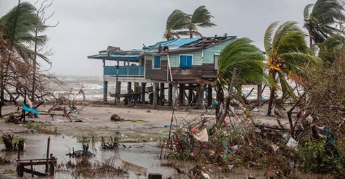 A destroyed house is pictured after the passage of Hurricane Iota in Bilwi, Nicaragua, on 17 November 2020. According to the US National Oceanic and Atmospheric Administration, 2020 was a record year for 'named storms'.