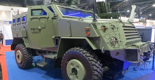 The 4×4 D-Tiger tactical vehicle, promoted by Thai Defense Industry company at Defense & Security 2022 in Bangkok.