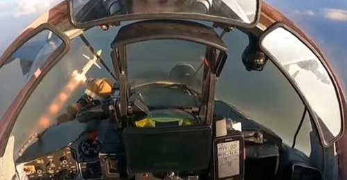 Screenshot showing a Ukrainian MiG-29 launching a HARM anti-radiation missile. The video was released by the Ukrainian government on 30 August 2022.