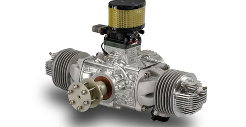 The CAE GmbH-Suter TOA288 air-cooled, two-cycle piston engine used in the Martin UAV V-Bat 128 tailsitting VTOL UAV. UAV Propulsion Tech is promoting the TOA288 at Xponential 2021.