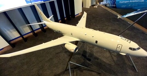 A model of the P-8A Poseidon in German markings displayed at ILA 2022 in Berlin.