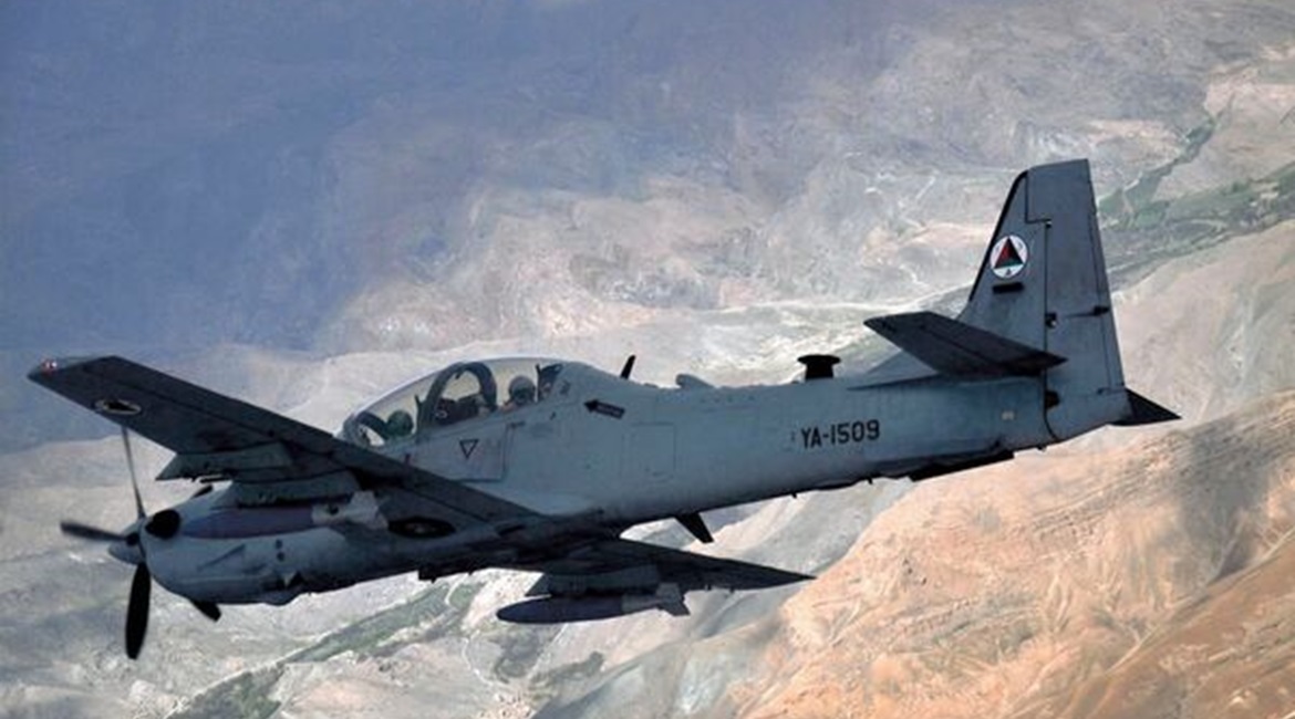 An Afghan Air Force (AAF) A-29B Super Tucano light attack aircraft. More than 40 AAF aircraft have been flown to Uzbekistan to prevent them from falling in the hands of the Taliban after the group regain control over Afghanistan on 15 August.