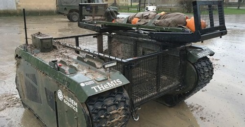 THeMIS in CASEVAC configuration as demonstrated at the British Army Warfighting Experiment, Salisbury Plain, December 2018