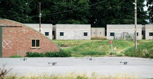 The Atlas Dynamics AtlasPRO, at the British Army UAS swarming event, is pictured here. With a 32-minute endurance, it can be flight-ready within three minutes.