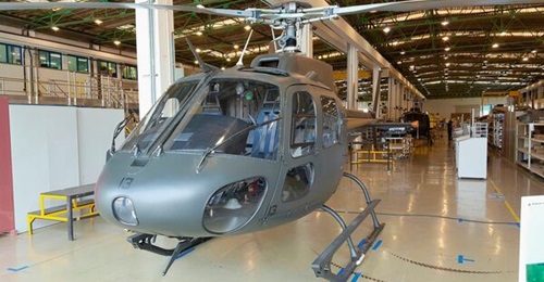 A Brazilian Army AS 350 helicopter being maintained at Helibras' facility in Itajubá. The latest H125 variant of the light helicopter is to be built at the same facility for the army and navy training fleets.