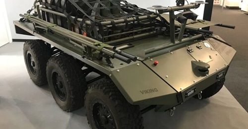 Horiba Mira's Viking unmanned ground vehicle exhibited in the logistics and resupply configuration at DVD 2022.