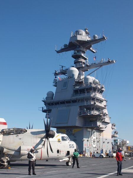 Poor weather has delayed the first official deployment of the aircraft carrier USS 
        
        .