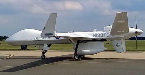 An MQ-9B seen at a recent capability demonstration held out of RAF Waddington, home of the future Protector force.