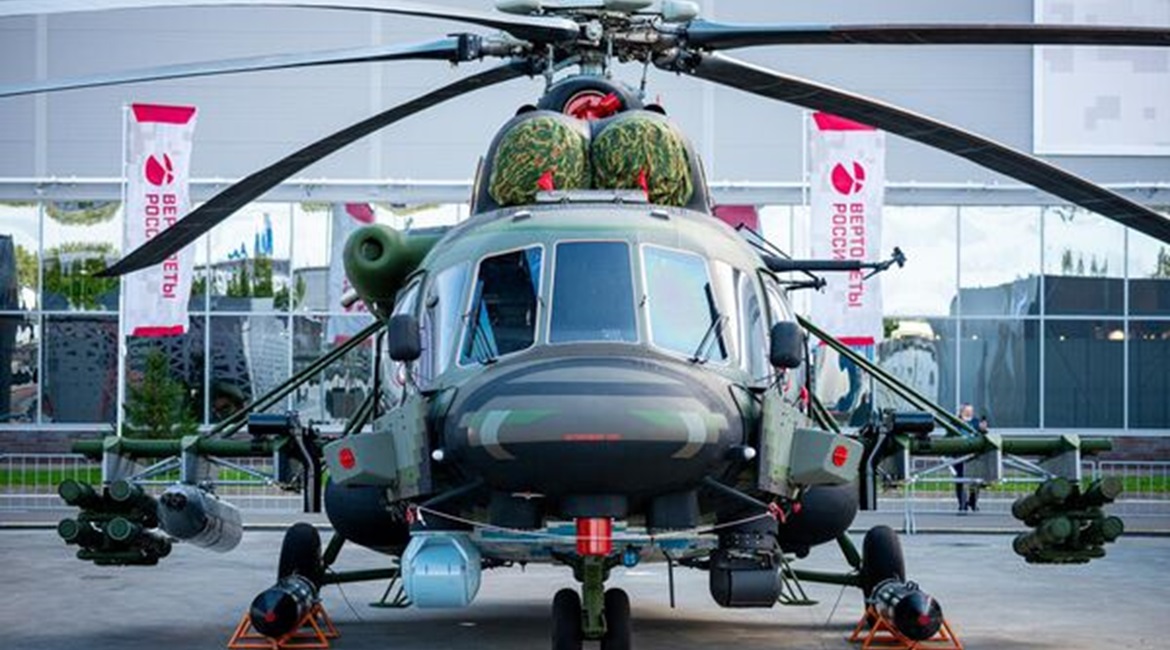 Russian Helicopters displayed the upgraded Mi-171Sh Storm helicopter at Army 2021.