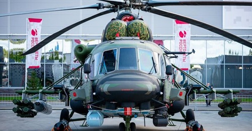 Russian Helicopters displayed the upgraded Mi-171Sh Storm helicopter at Army 2021.