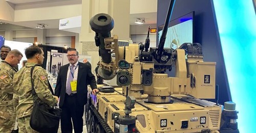 Shown here is the RCV-L vehicle from QinetiQ North America and Oshkosh Defense at AUSA 2022. The US Army has been using these robotic vehicles for various tests.