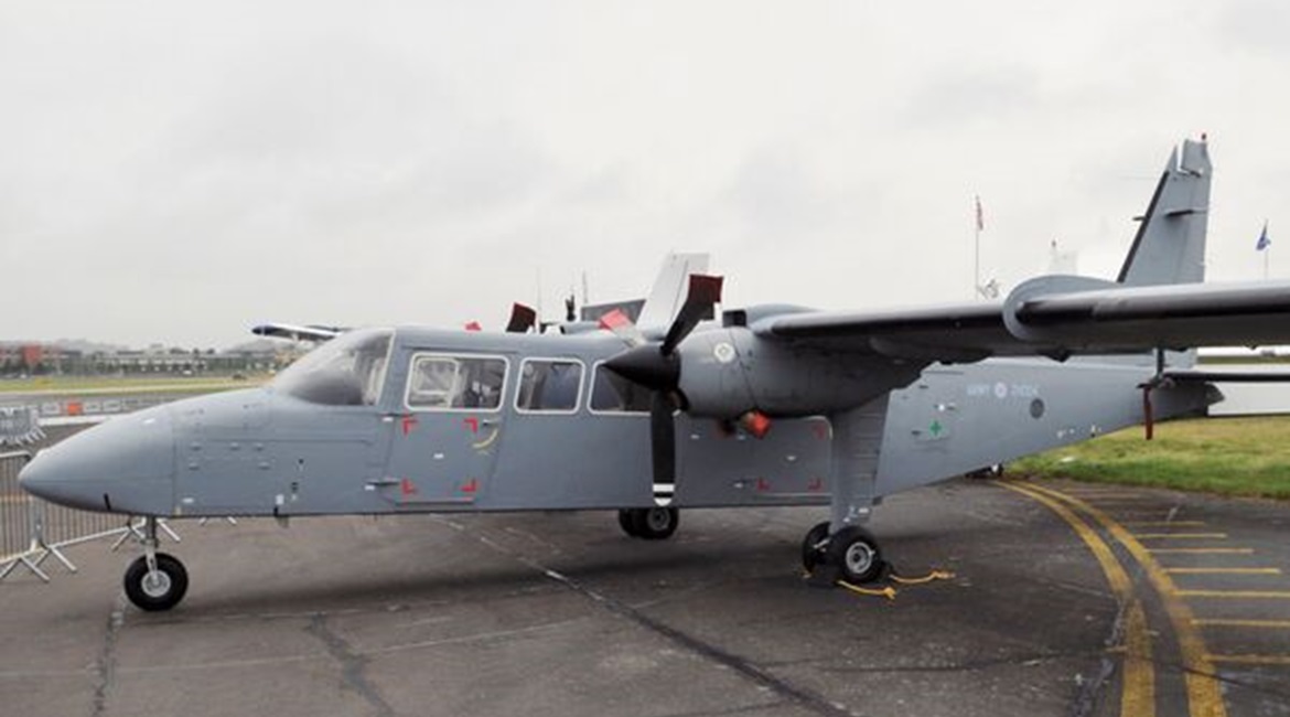One of nine Defender aircraft that the MoD has sold back to Britten-Norman following the type's recent retirement from operational service.