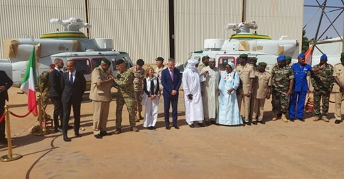 The two ex-Guardia di Finanza AB212 helicopters are handed over at Air Base 101.