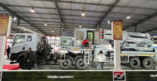 DRDO's Akash-NG mobile missile launcher (pictured here) at Defexpo 2022 in Gandhinagar, Gujarat.