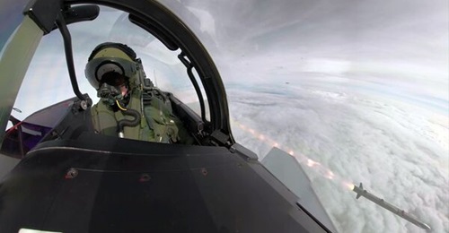 A Typhoon pilot launches an ASRAAM missile during a mass live-fire exercise held in September.