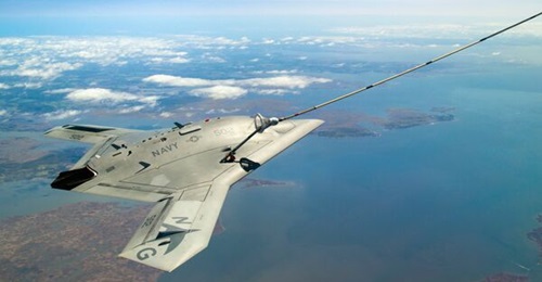 X-47B successfully completes the first autonomous aerial refuelling demonstration over the Chesapeake Bay on 22 April.