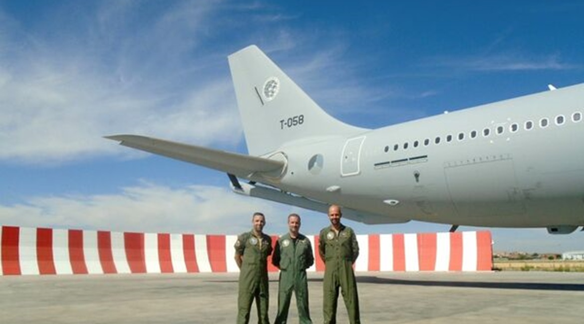 The fifth MRTT aircraft for the multinational MMU seen at Airbus' Getafe facility near Madrid prior to its delivery flight to Eindhoven Airbase in the Netherlands on 31 August.