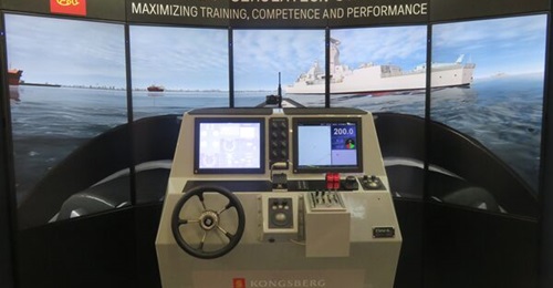 The Kongsberg K-Sim Fast Craft simulator on display at Euronaval 22.