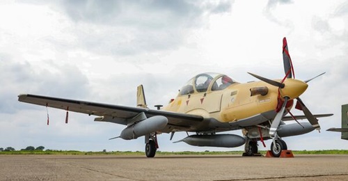 One of six new Super Tucano light attack aircraft inducted into the Nigerian Air Force on 31 August. The remaining six are due to be delivered by the end of the year.