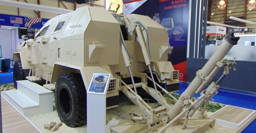 The Didgori 120 mm mortar carrier displayed at SOFEX 2022.