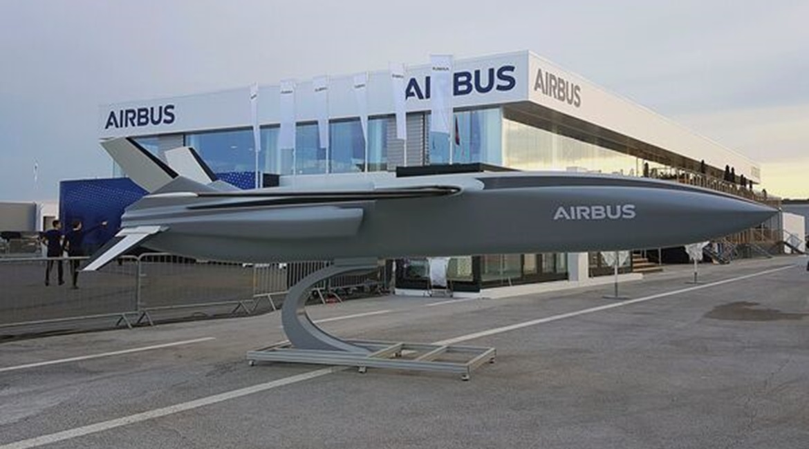 A conceptual Remote Carrier model displayed by Airbus at the Paris Air Show in 2019. Remote Carriers will be a core component of the Next-Generation Weapon System that forms part of the wider FCAS/SCAF system-of-systems being developed by Germany, Fran...