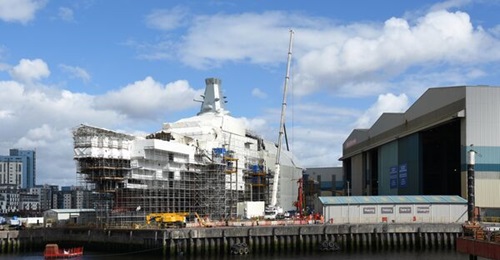 The future HMS 
        
         under construction at BAE Systems' Govan yard in Scotland.