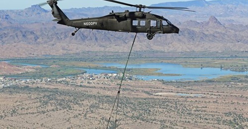 The optionally piloted vehicle (OPV) Blackhawk N600PV at Yuma Proving Ground, Arizona, on 14 October 2022, during PC22 Technology Gateway.