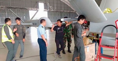 Two TNI-AU CH-4 UAVs being prepared for a parade to mark the 74th anniversary of the Indonesian Armed Forces. The MoD in Jakarta announced on 25 August that the service's four CH-4s have been granted military airworthiness certification.