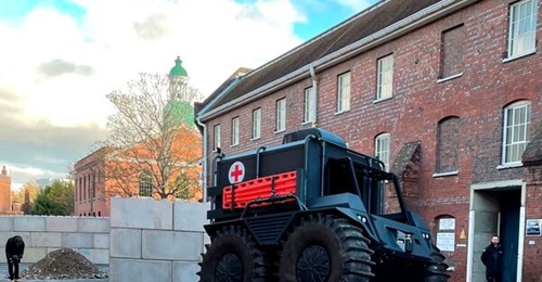 Pictured is Rheinmetall's Mission Master XT - Rescue UGV during a live trial at AWE 2022.