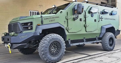 Front left view of a Colombian Army Hunter TR-12 configured as a troop carrier.