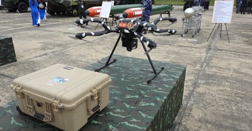 A CBRN defence UAV that has been deployed by the People's Army of Vietnam, on display at VIDEX 2022.