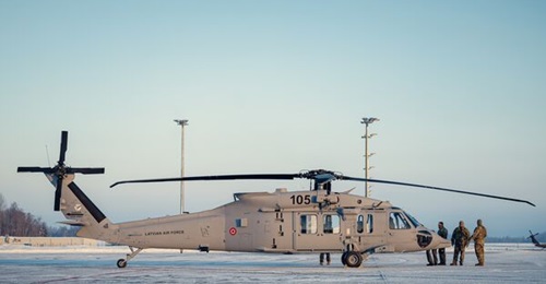 One of the first pair of Black Hawk helicopters delivered to the Latvian Air Force.