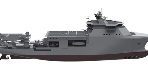 A computer generated imagery of T.Mariotti's Special & Diving Operations - Submarine Rescue Ship that will be built for Italy.