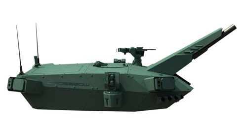 Elbit presented the Crossbow 120 mm turreted mortar system at IAV 2023.