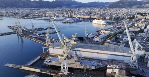 The Qatari LPD 
        
         in the dry dock at Fincantieri's Palermo yard before its launch on 24 January.