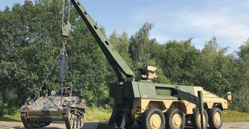 The Boxer RRV consists of a Boxer drive module fitted with the ARM mission module. The new version of the RRV presented at IAV will require the drive module to be fitted with a power take-off.