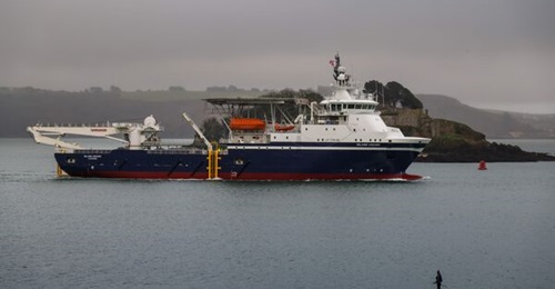 The OSV MV 
        
        sails into Plymouth on 31 October. Ahead of delivery to the Royal Fleet Auxiliary, the ship will undergo a short period of modifications for its new role as an MCM mother ship, with a view to being operational duri...