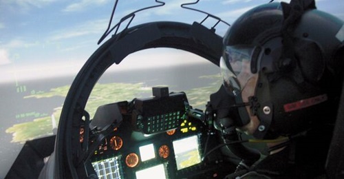 A UK student pilot training on a Hawk T2 simulator at RAF Valley. The UK has offered to train Ukrainian pilots on the use of “NATO-standard fighter jets”, although it is unclear if this would be synthetic or real-world training, or a combin...
